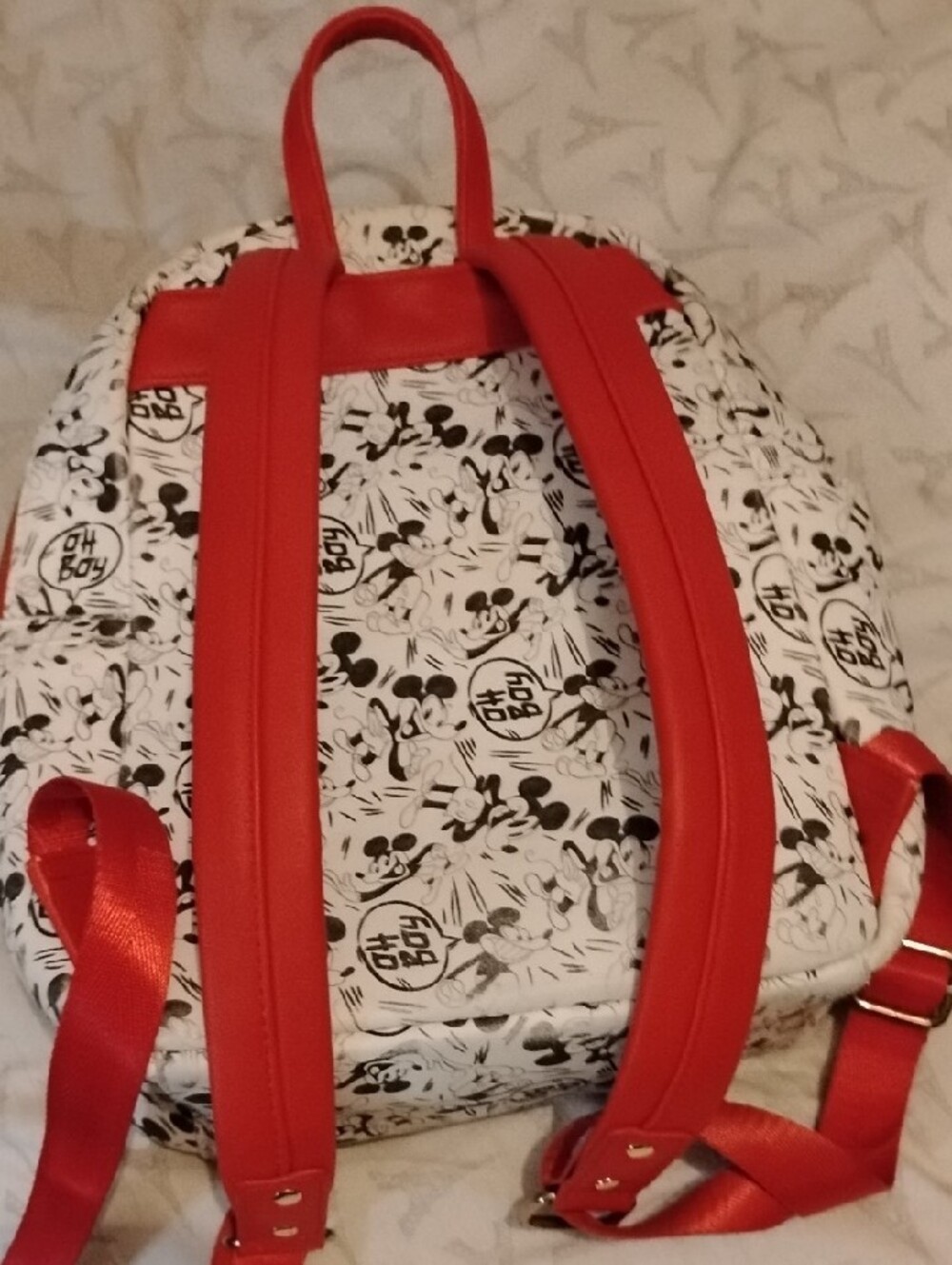 Disney Loungefly Black, Red & White Mickey "Oh Boy!" Print Mini Backpack GUC - Picture 6 of 10